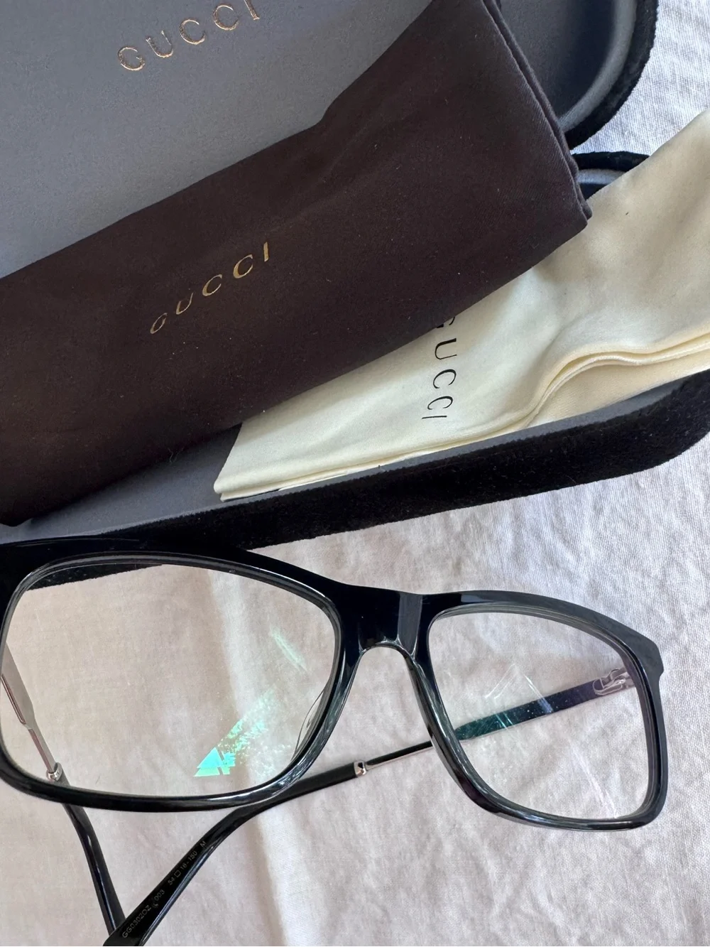 Gucci Eyeglasses Frames GG 003020 0Z 54x16x150 Black w/ Silver Red Green Striped